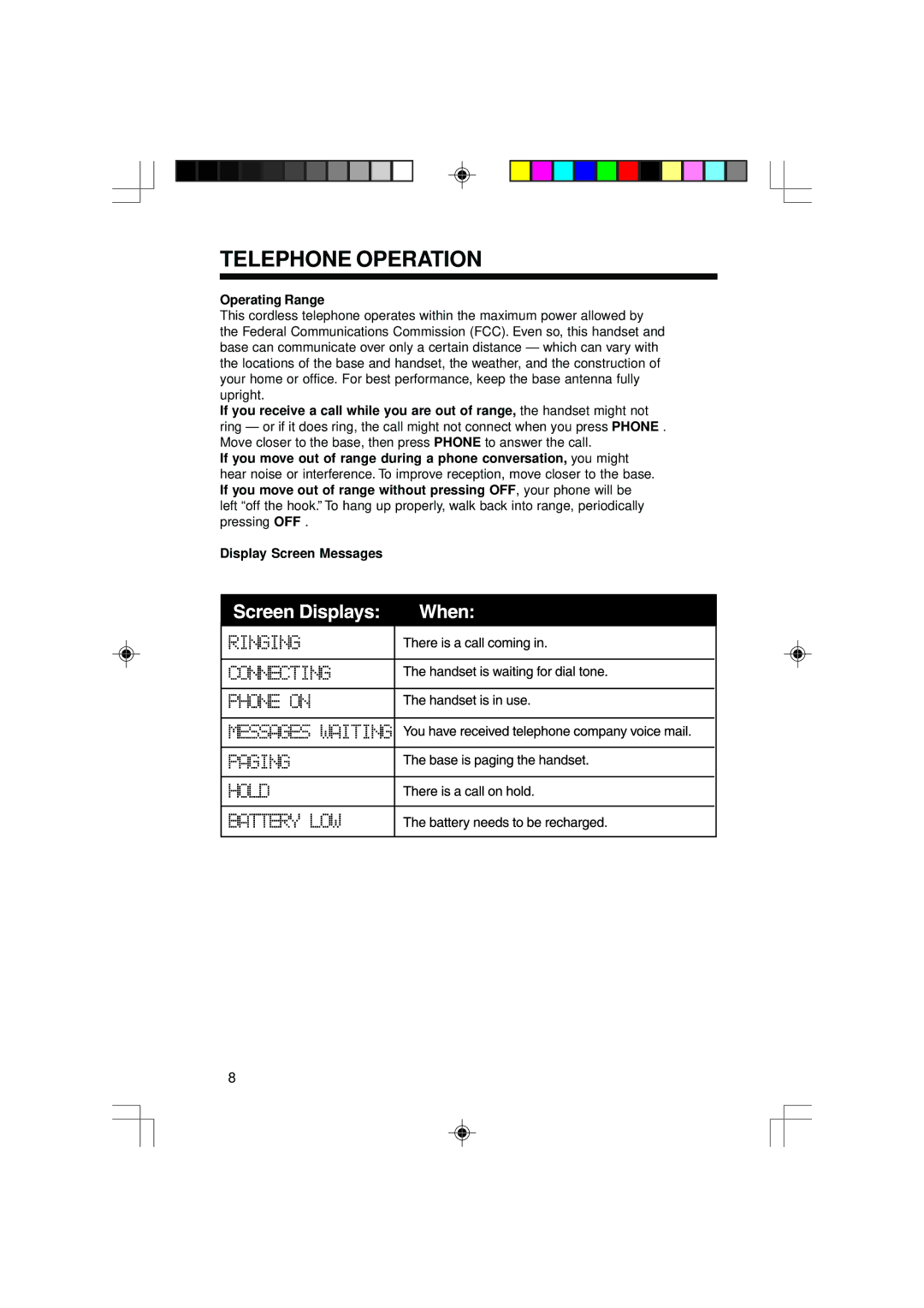 VTech 2428 manual Operating Range 