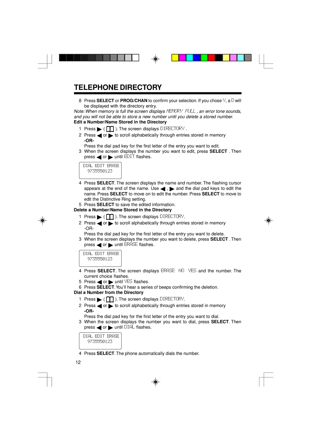 VTech 2428 manual Edit a Number/Name Stored in the Directory, Delete a Number/Name Stored in the Directory 