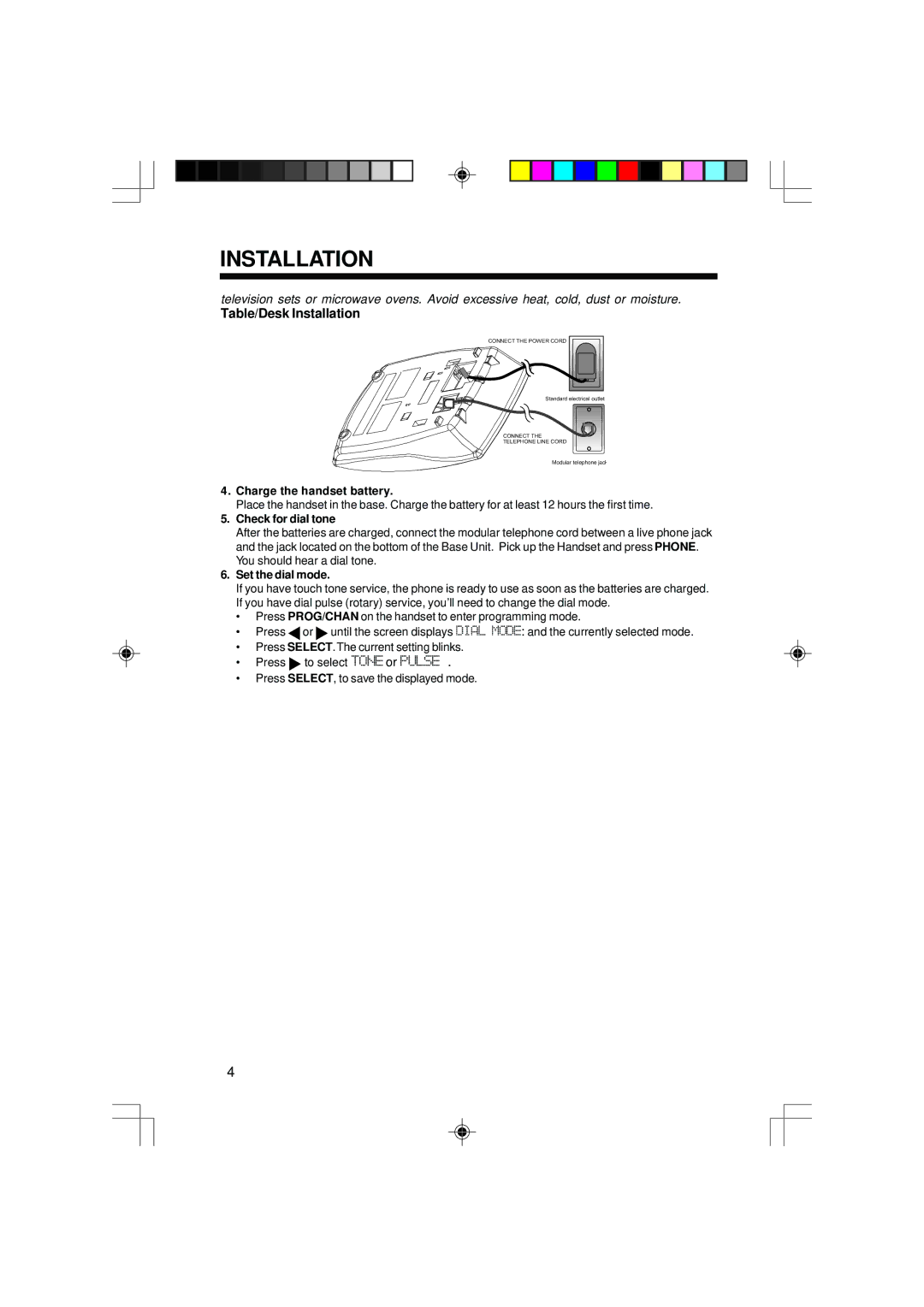 VTech 2428 manual Table/Desk Installation, Check for dial tone 