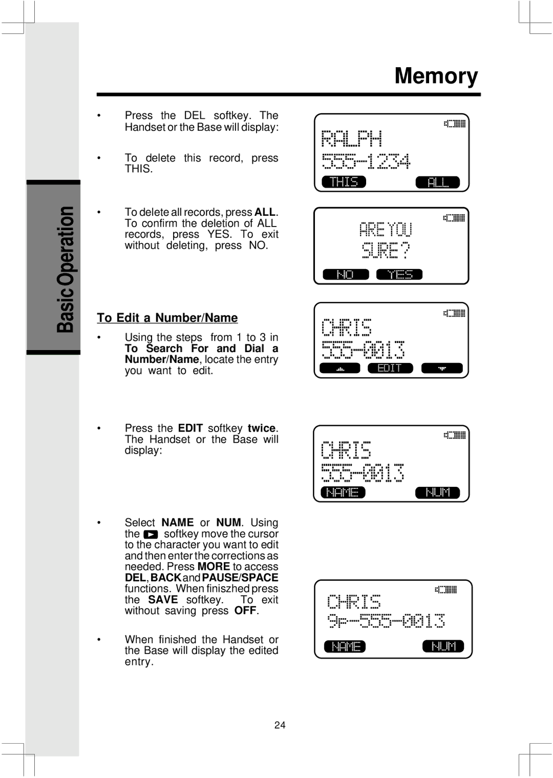 VTech 2432, 20 important safety instructions To Edit a Number/Name 