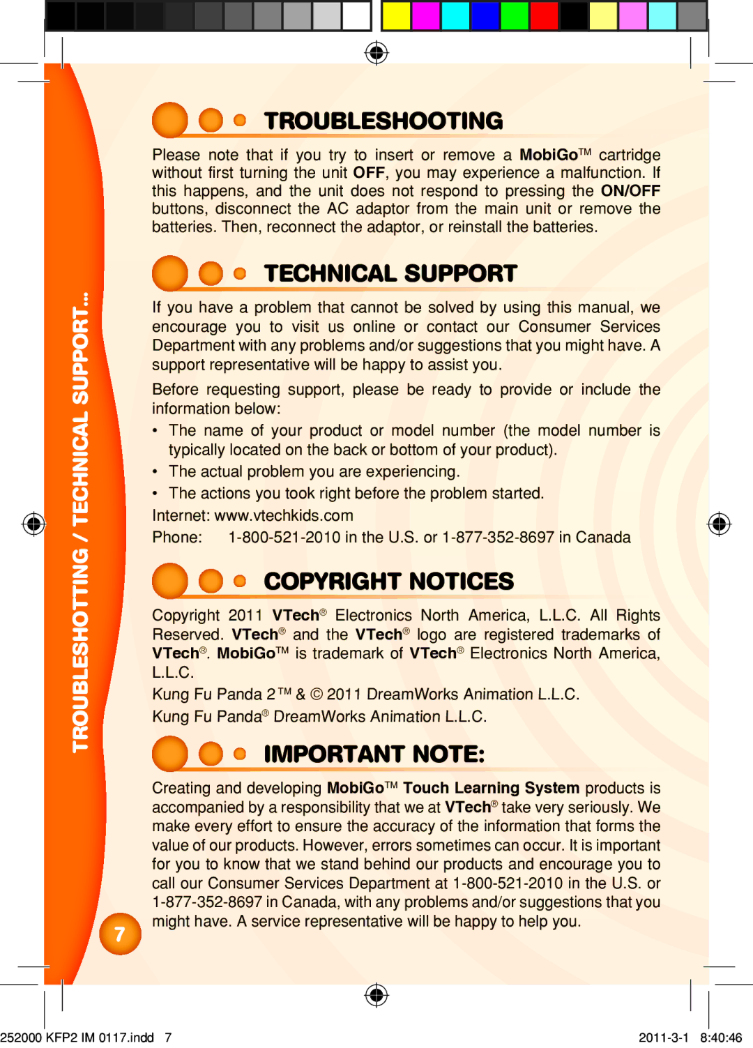 VTech 252000 KFP2 user manual Troubleshooting 