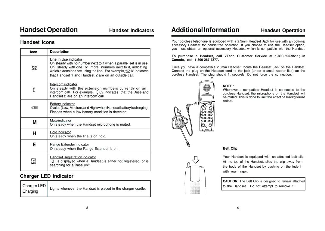 VTech 2600 user manual Handset Operation, Additional Information 