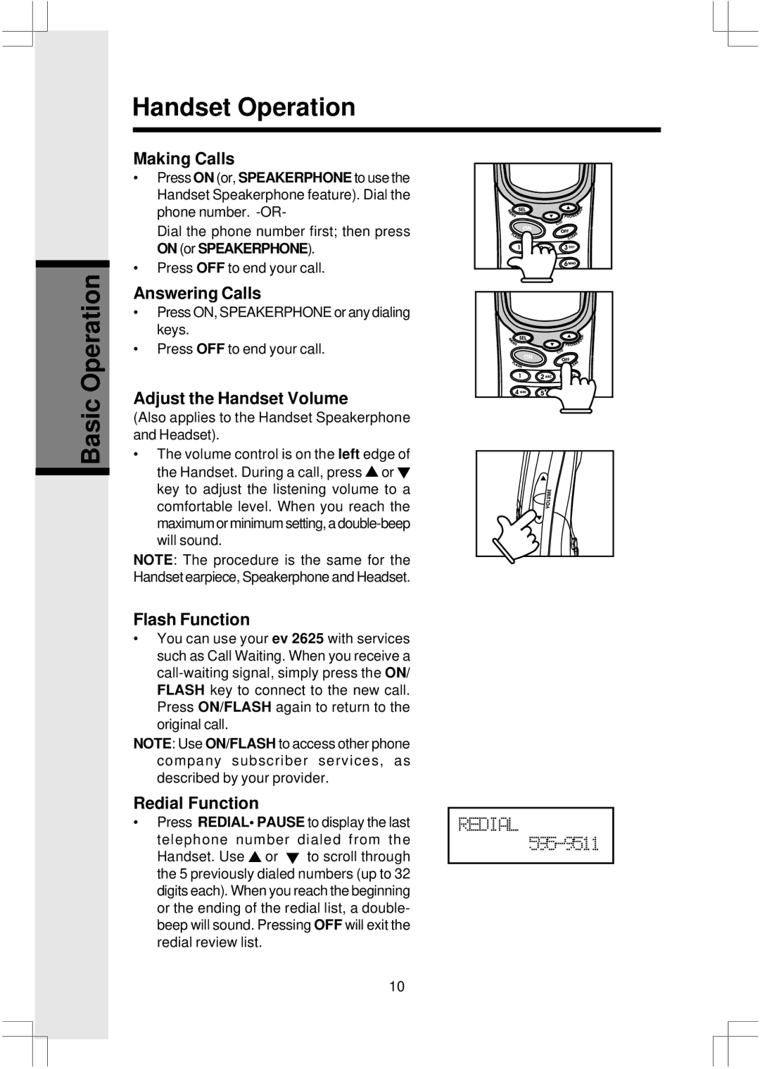 VTech 2625 important safety instructions Handset Operation Basic Operation 