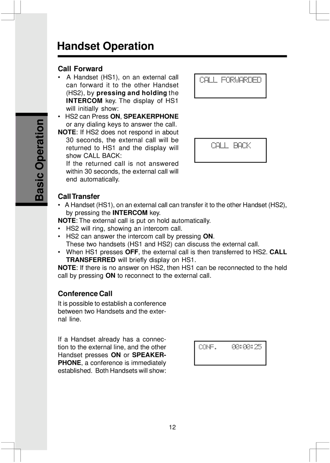 VTech 2625 important safety instructions Call Forward, Call Transfer, Conference Call 