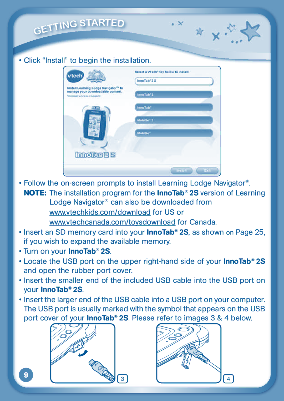 VTech 2S user manual Click Install to begin the installation 