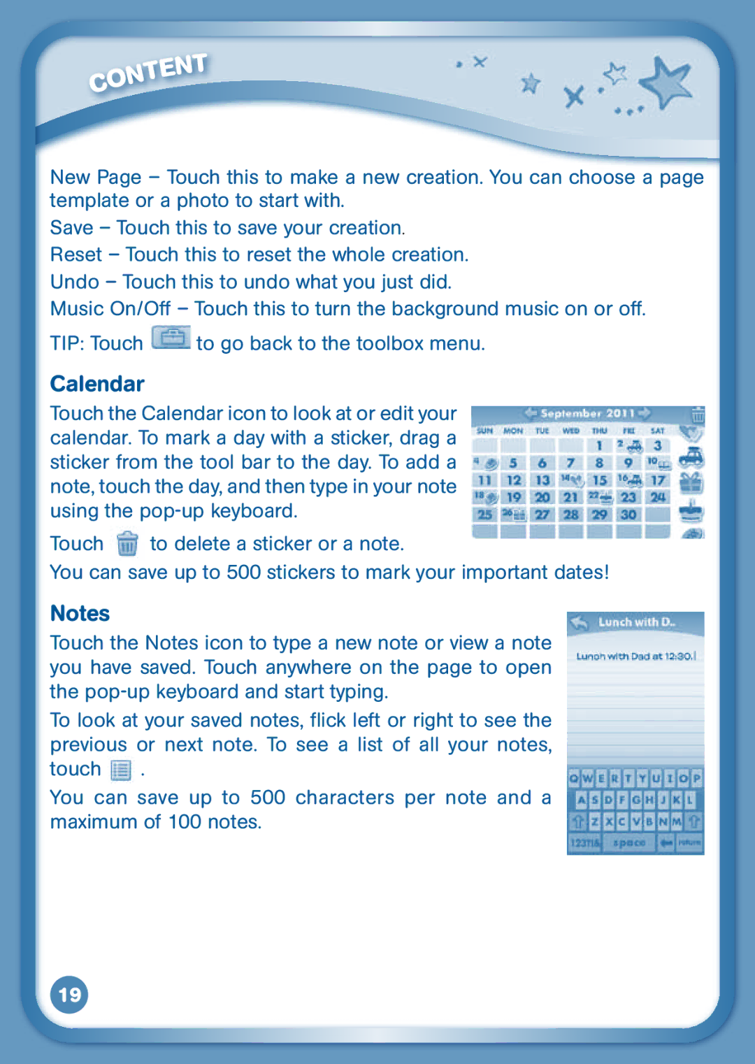 VTech 2S user manual Calendar 