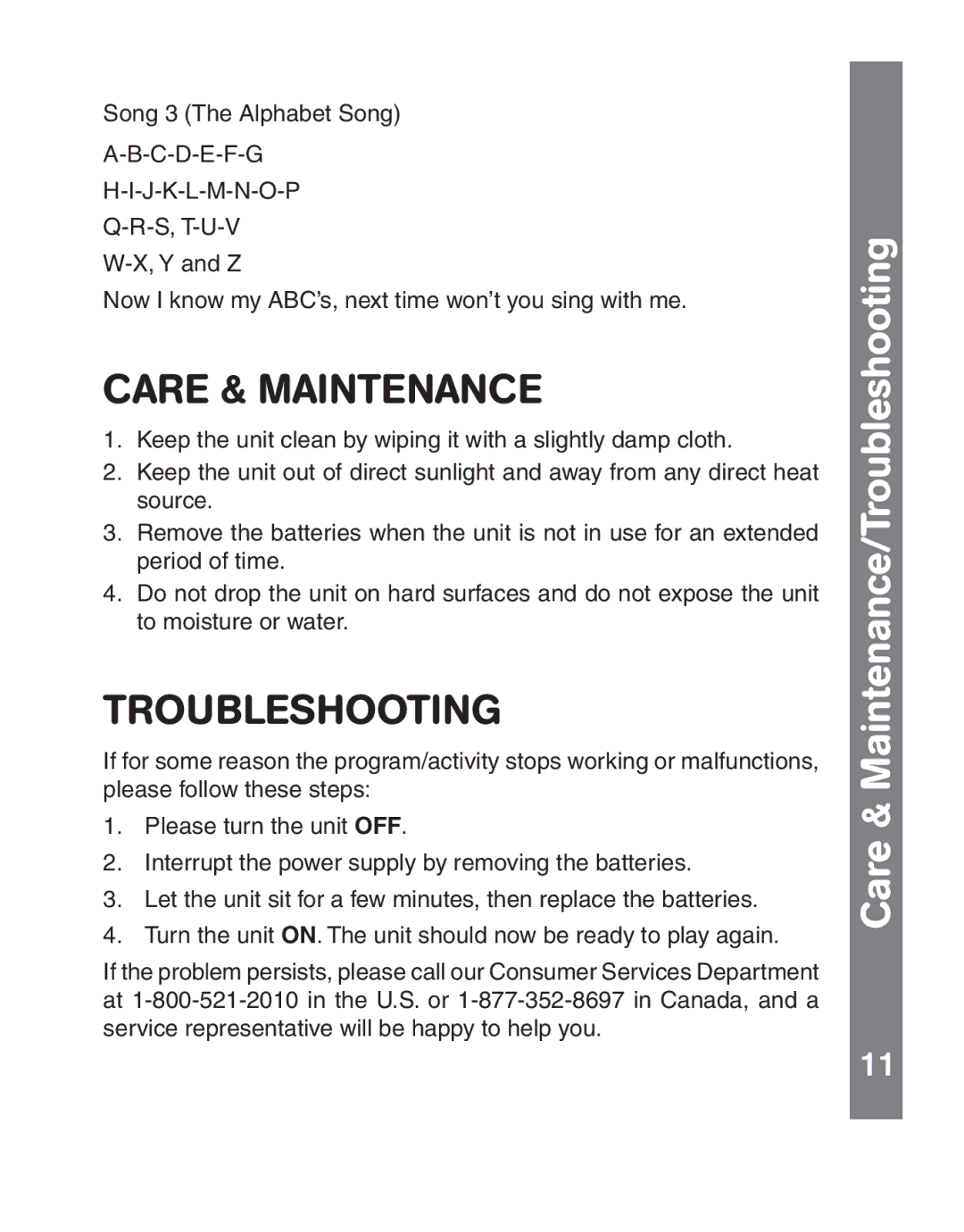 VTech 3-in-1 smart wheels manual Care & Maintenance/Troubleshooting 