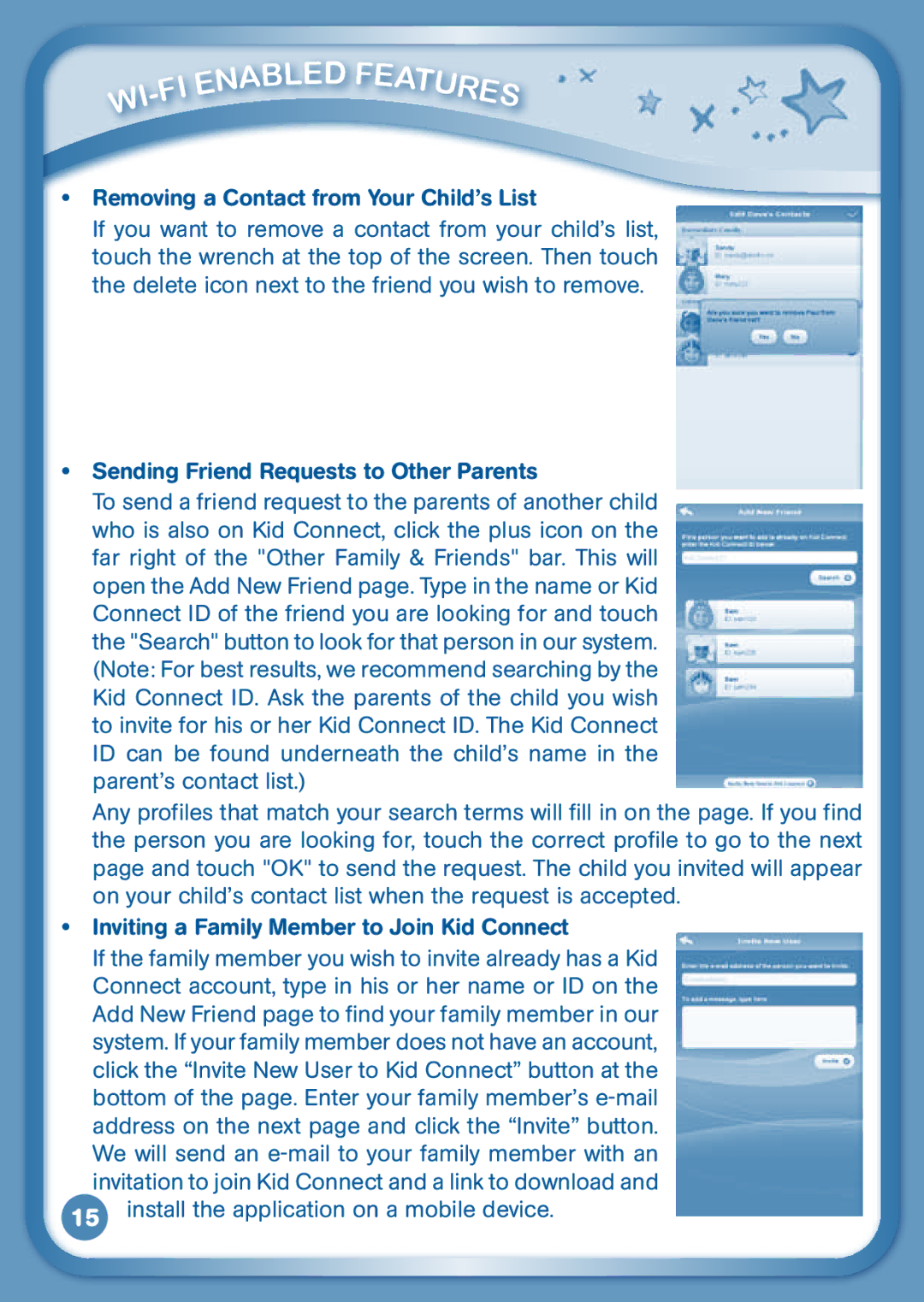 VTech 3S user manual Removing a Contact from Your Child’s List, Sending Friend Requests to Other Parents 