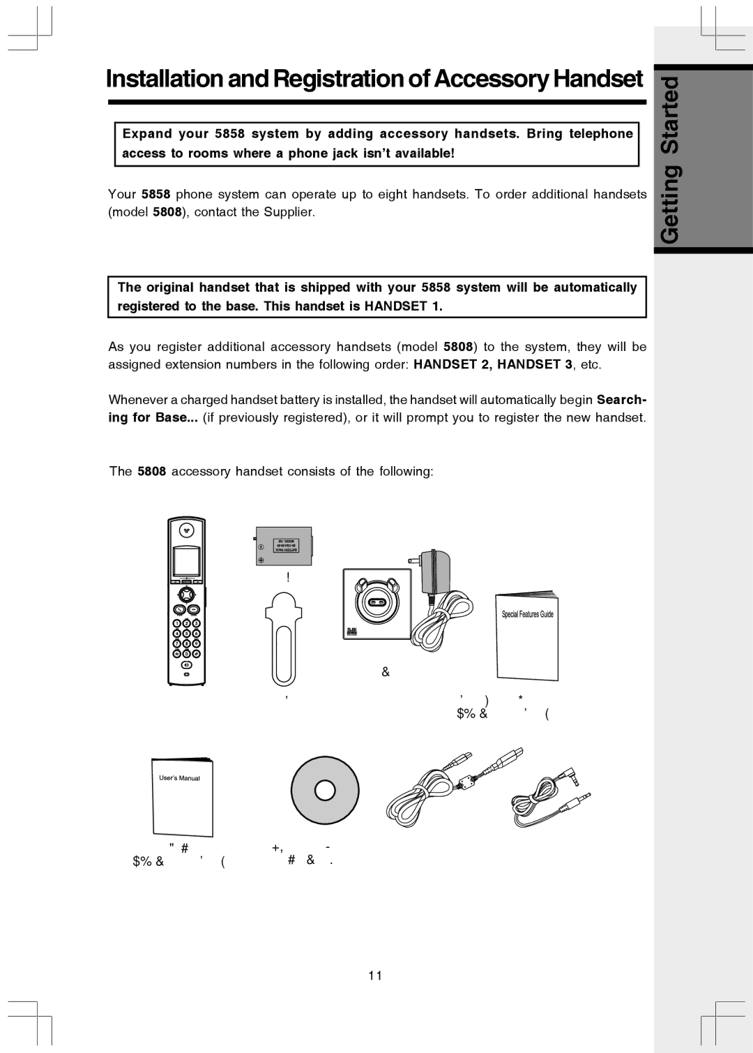 VTech 5808 important safety instructions Installation and Registration of Accessory Handset 