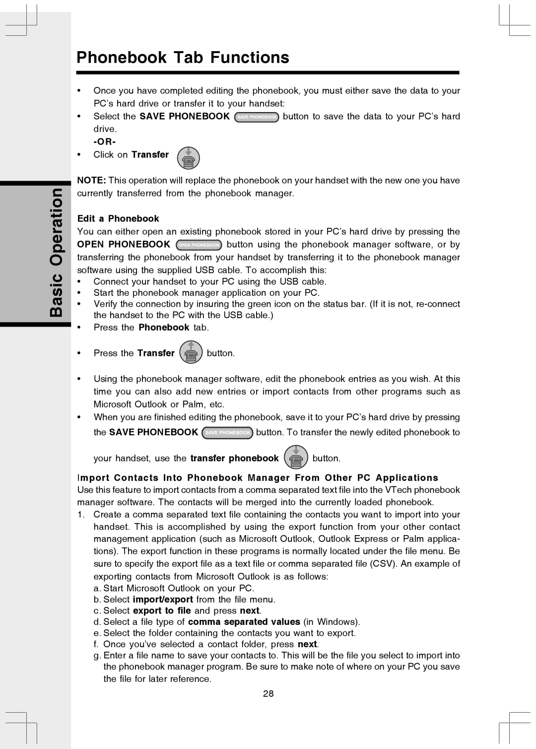 VTech 5808 important safety instructions Edit a Phonebook, Select export to file and press next 