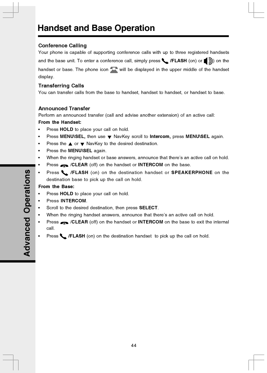 VTech 5808 important safety instructions Conference Calling, Transferring Calls, Announced Transfer, Press Intercom 