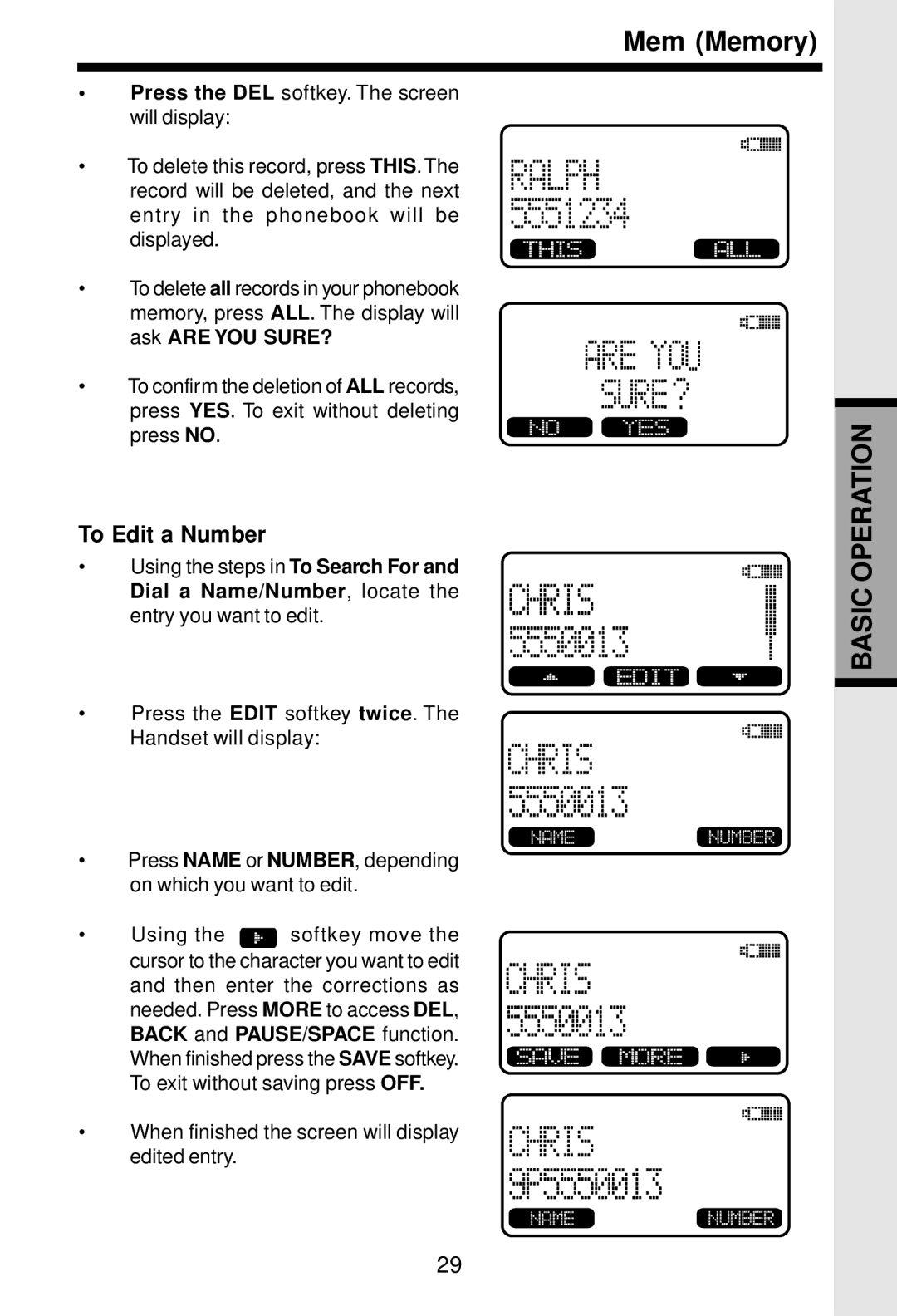 VTech 5831 important safety instructions To Edit a Number 