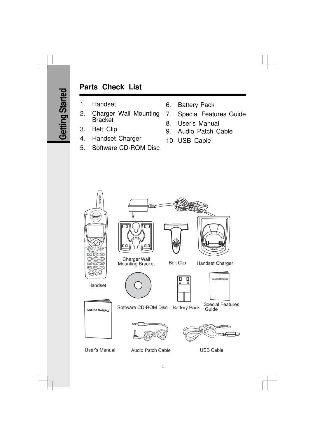 VTech 5831 important safety instructions Getting Started Parts Check List 