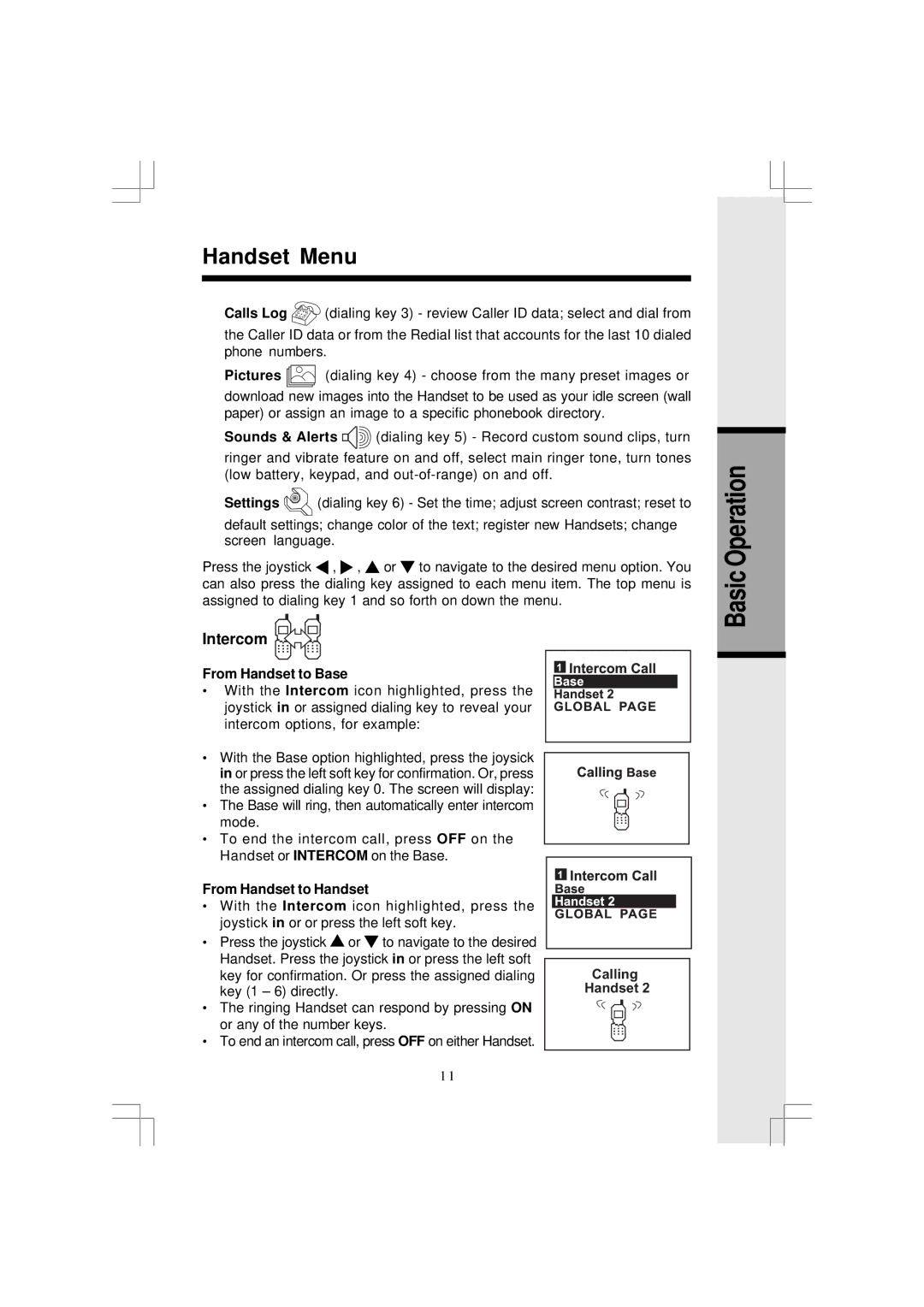 VTech 5831 important safety instructions Intercom, From Handset to Base, From Handset to Handset 