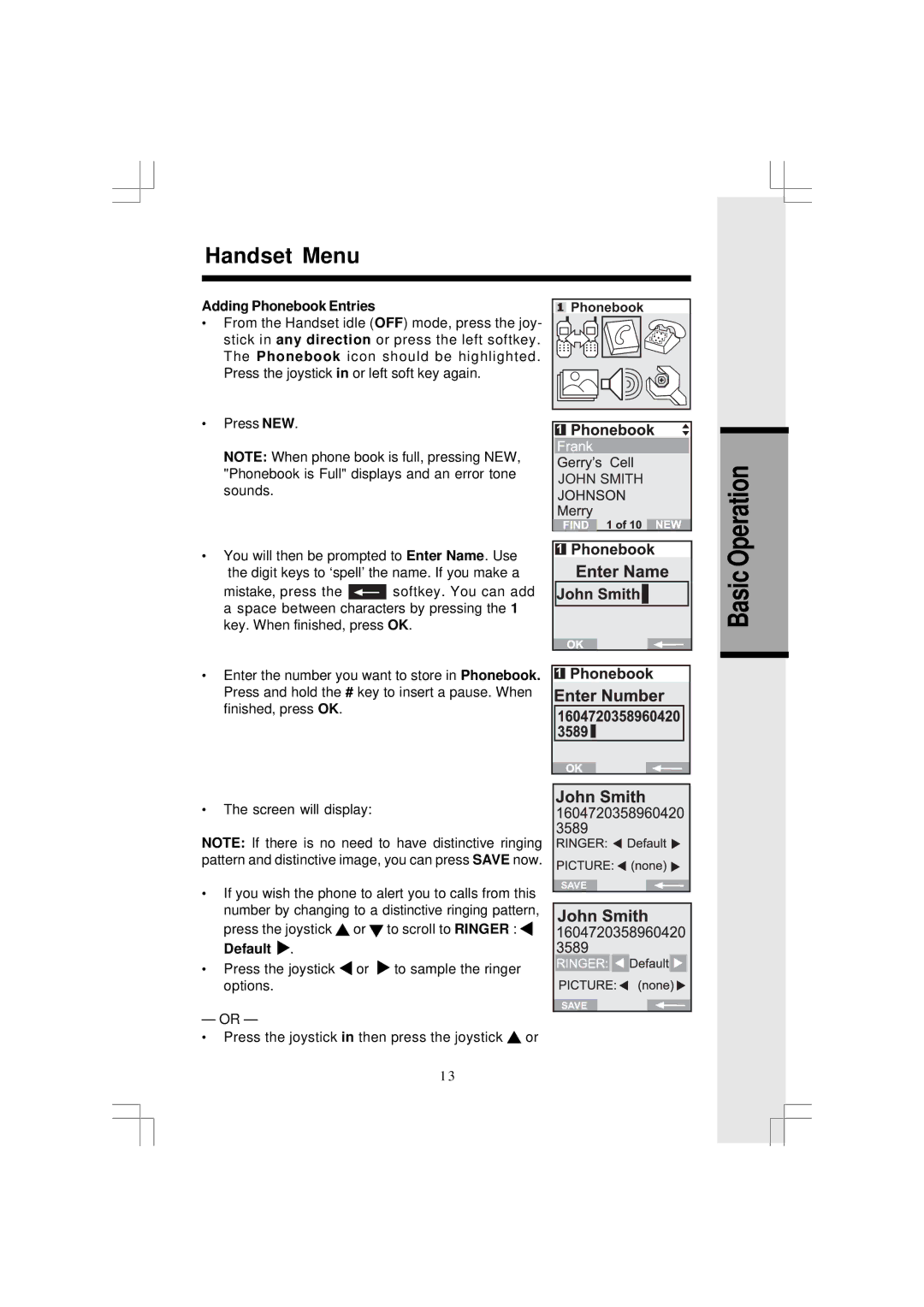 VTech 5831 important safety instructions Adding Phonebook Entries, Default 