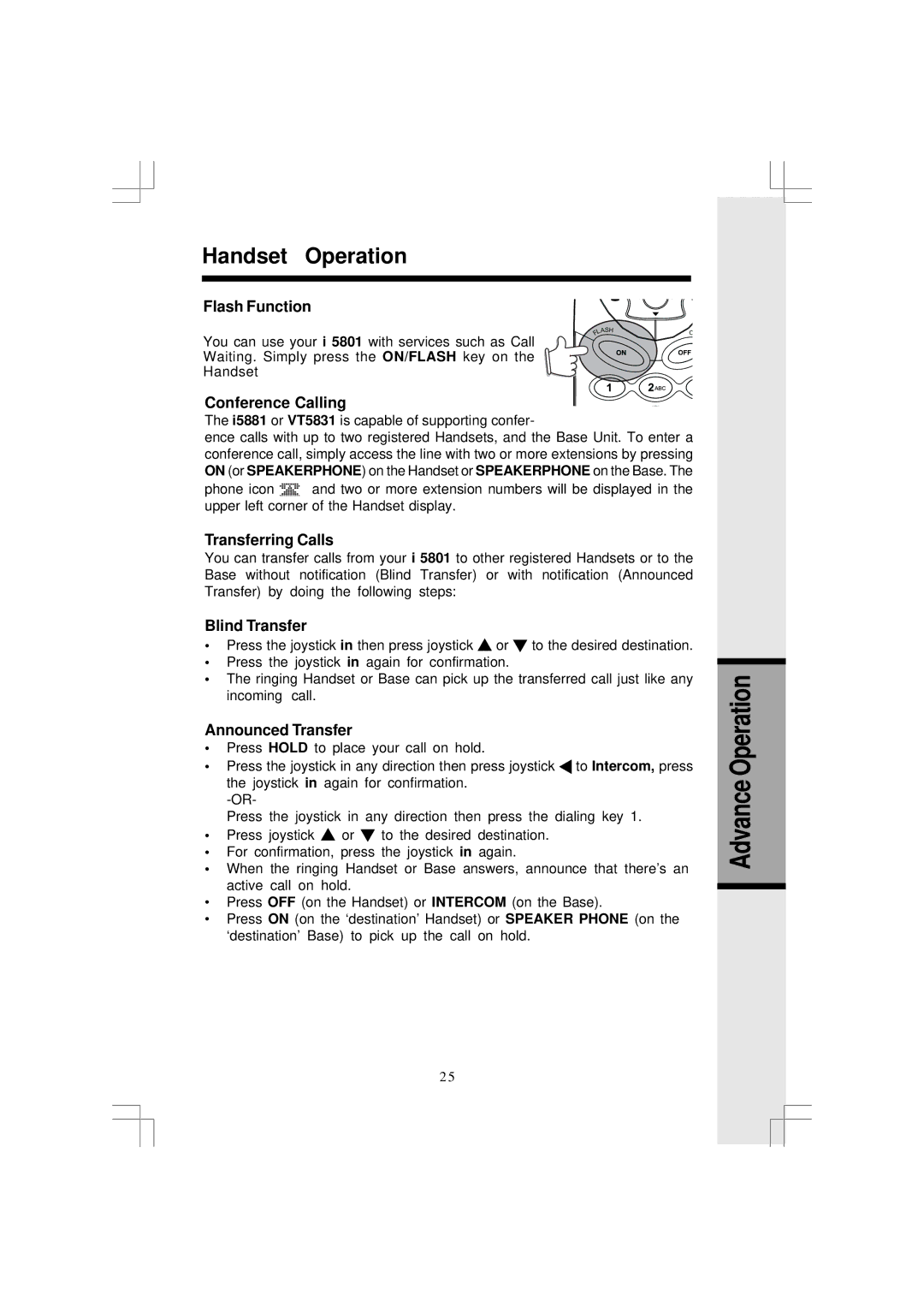 VTech important safety instructions Blind Transfer, I5881 or VT5831 is capable of supporting confer 