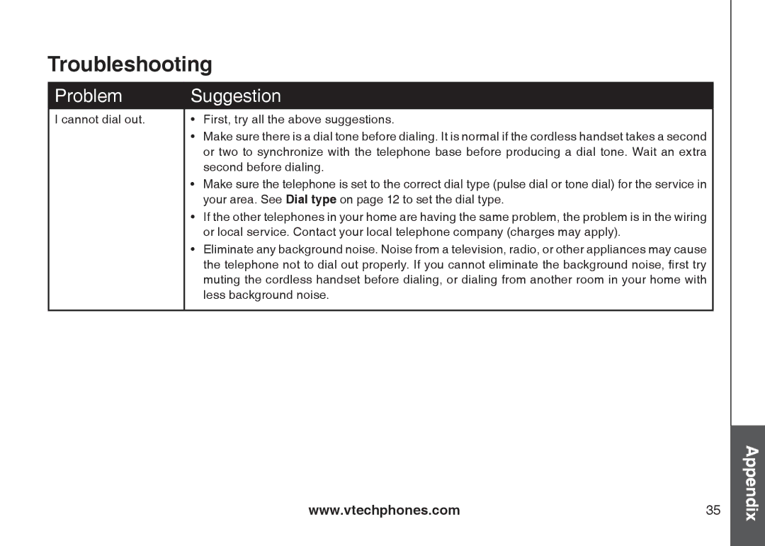 VTech 6031 important safety instructions Your area. See Dial type on page 12 to set the dial type 