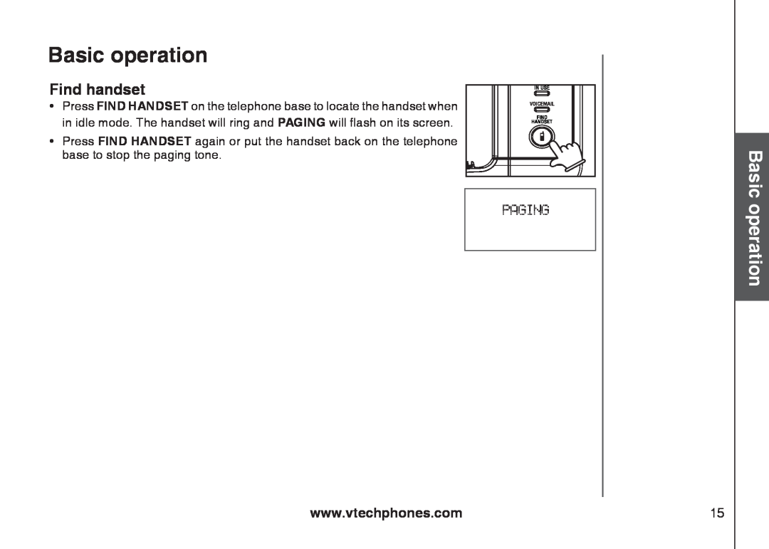 VTech 6031 important safety instructions Basic operation, Find handset 