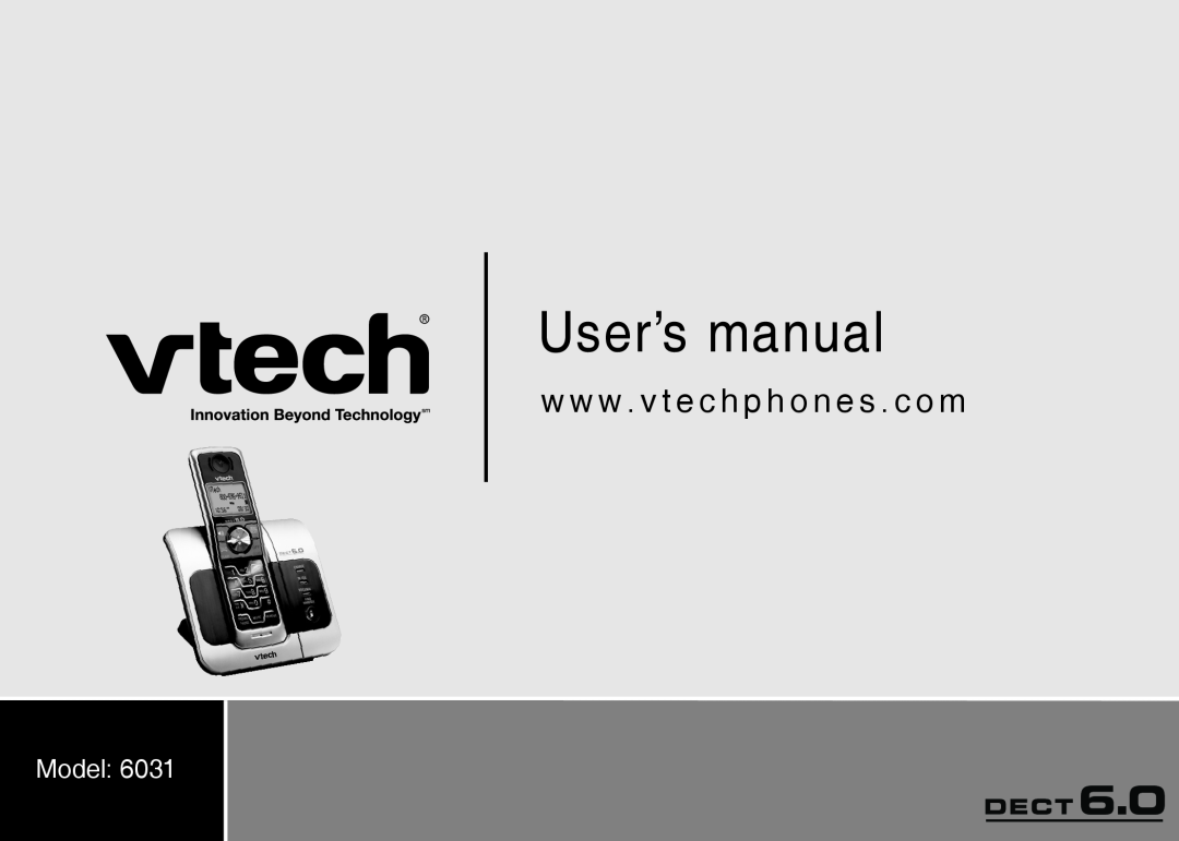 VTech 6031 important safety instructions w w w . v t e c h p h o n e s . c o m, User’s manual, Model 