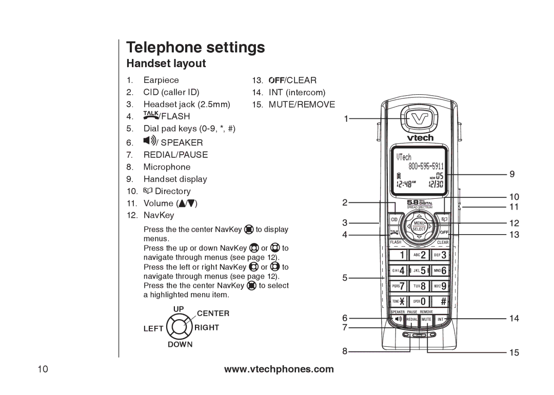 VTech 6787, 6778, I6767 important safety instructions Telephone settings, Handset layout 