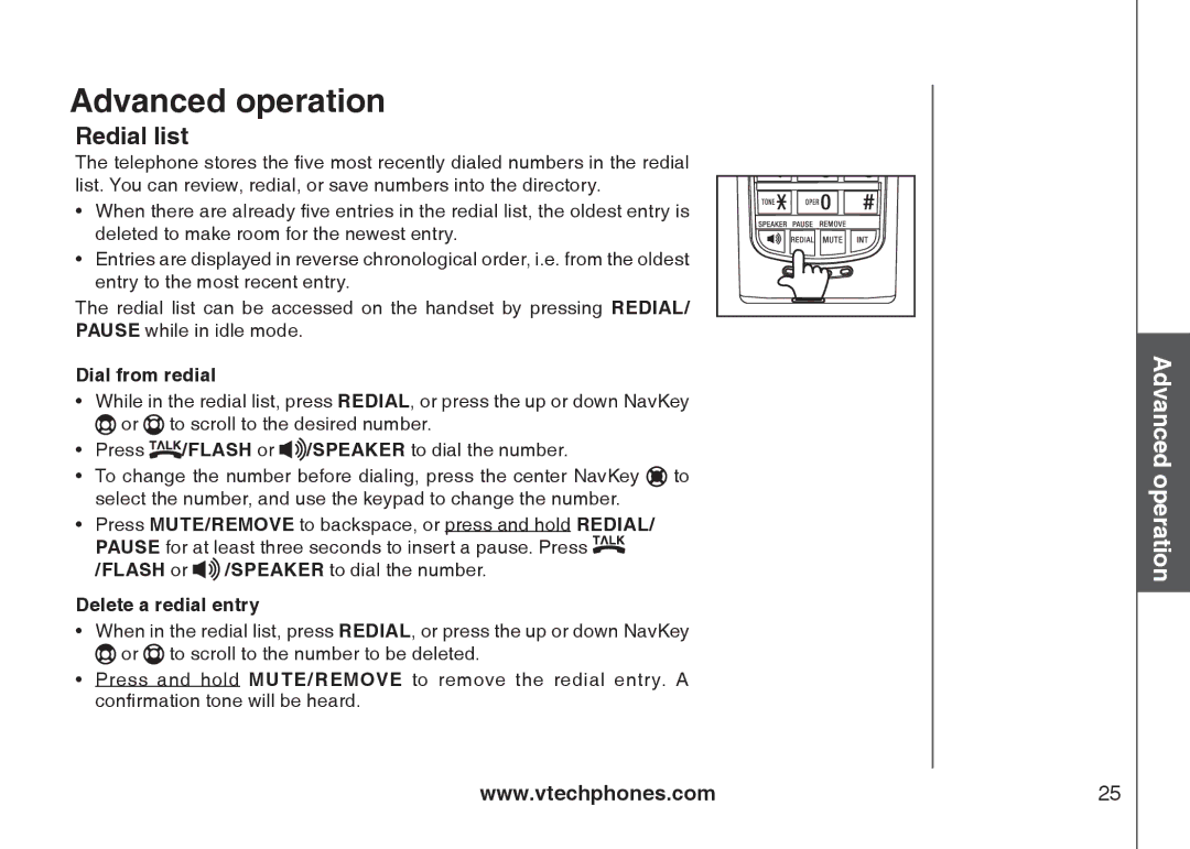 VTech 6787, 6778, I6767 important safety instructions Redial list, Dial from redial, Delete a redial entry 