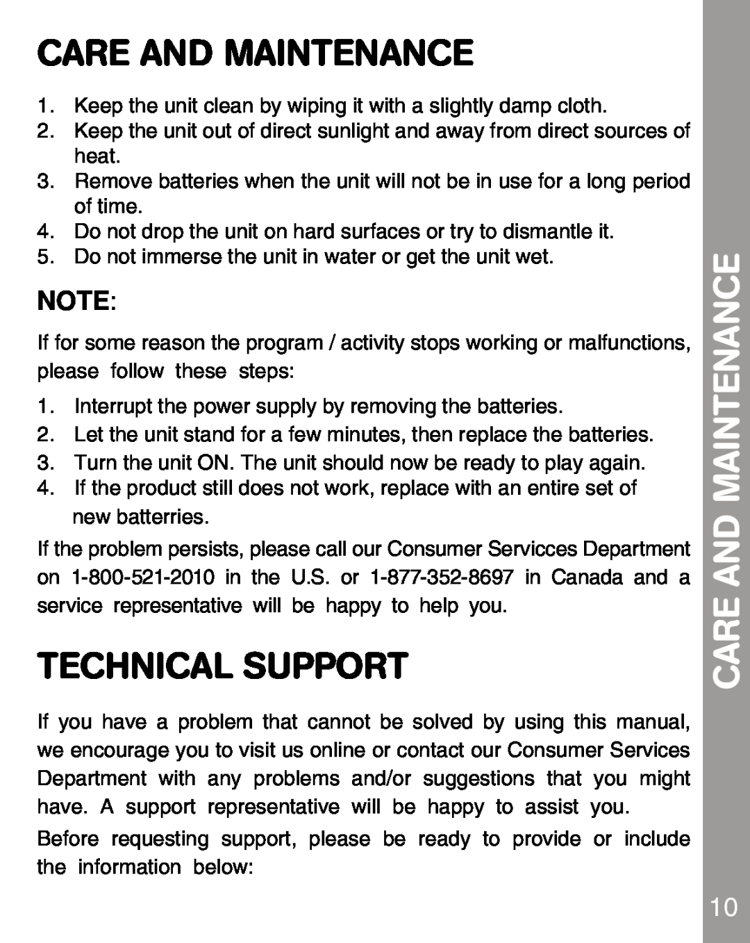 VTech 80-067848 user manual Care And Maintenance, Technical Support 