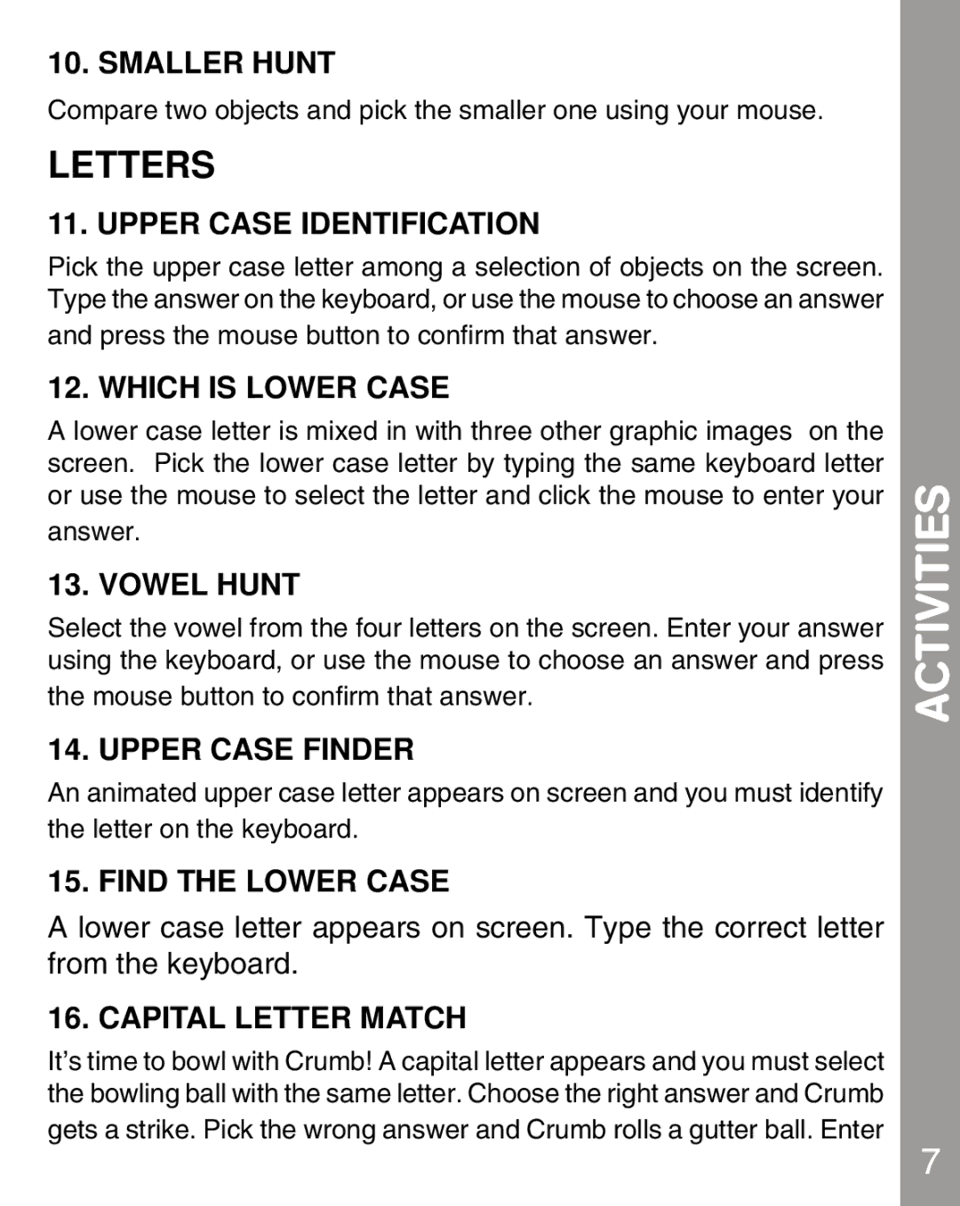 VTech 80-067848 user manual Letters 