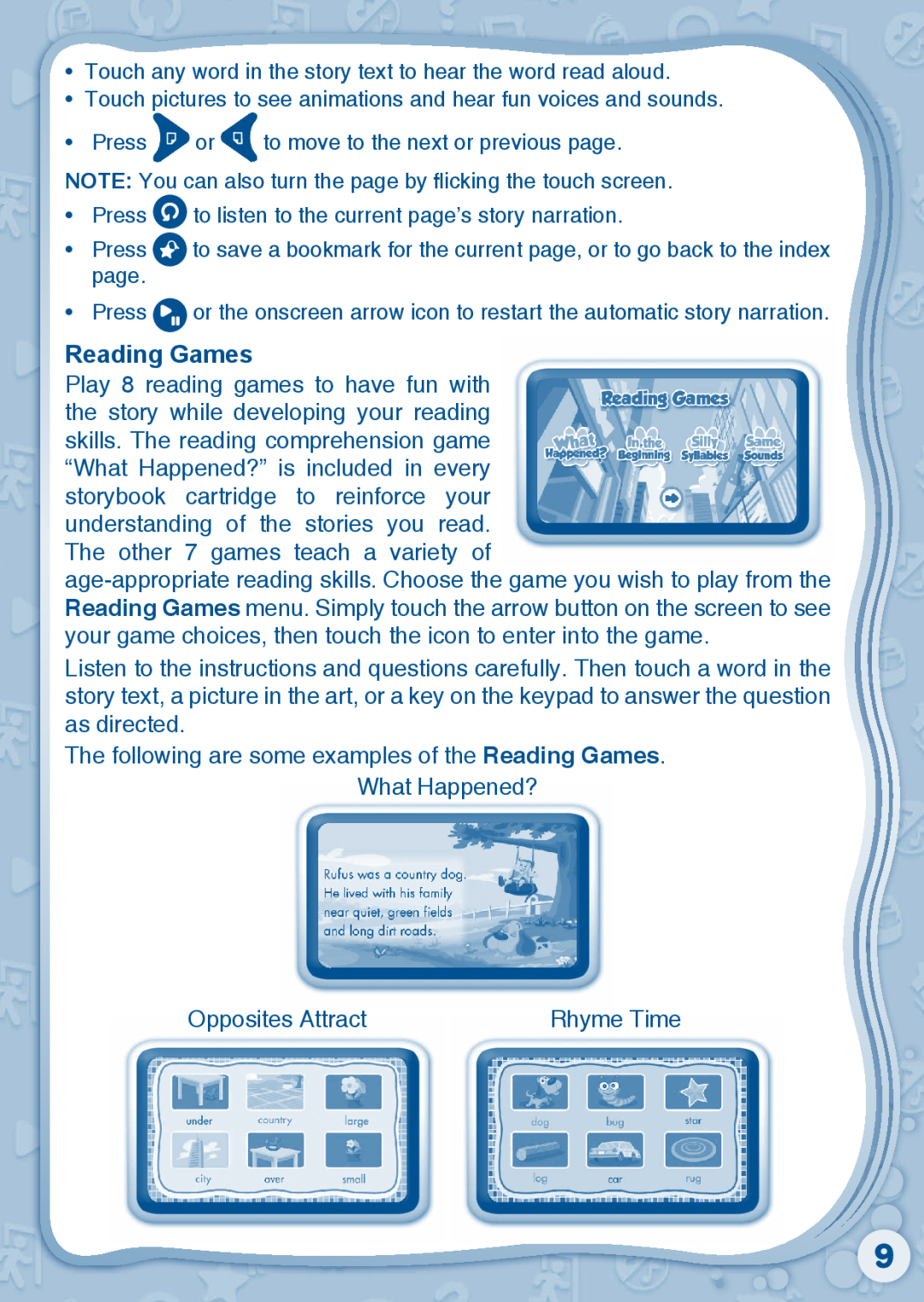 VTech 80-115610 user manual Reading Games 
