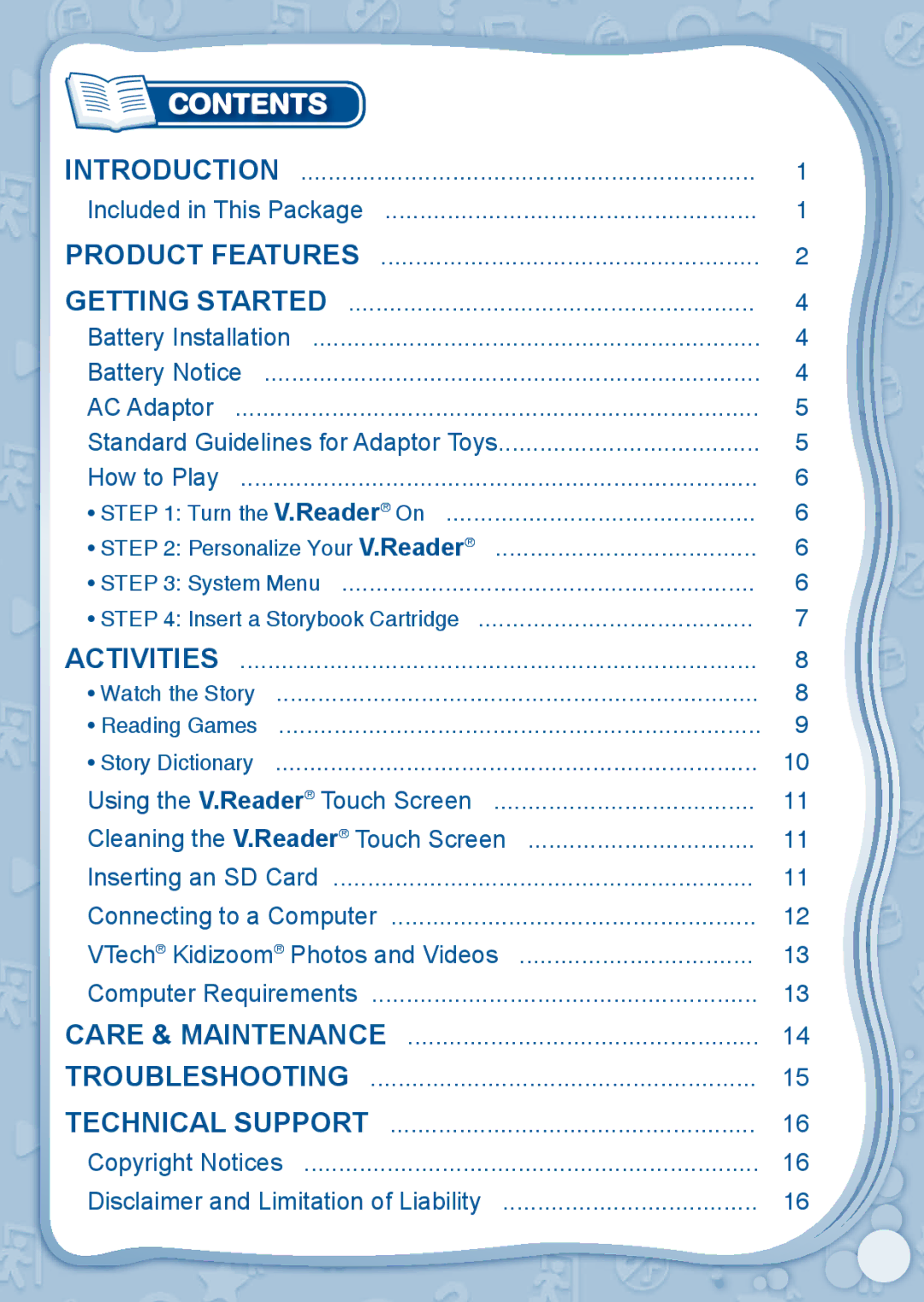 VTech 80-115610 user manual Contents 