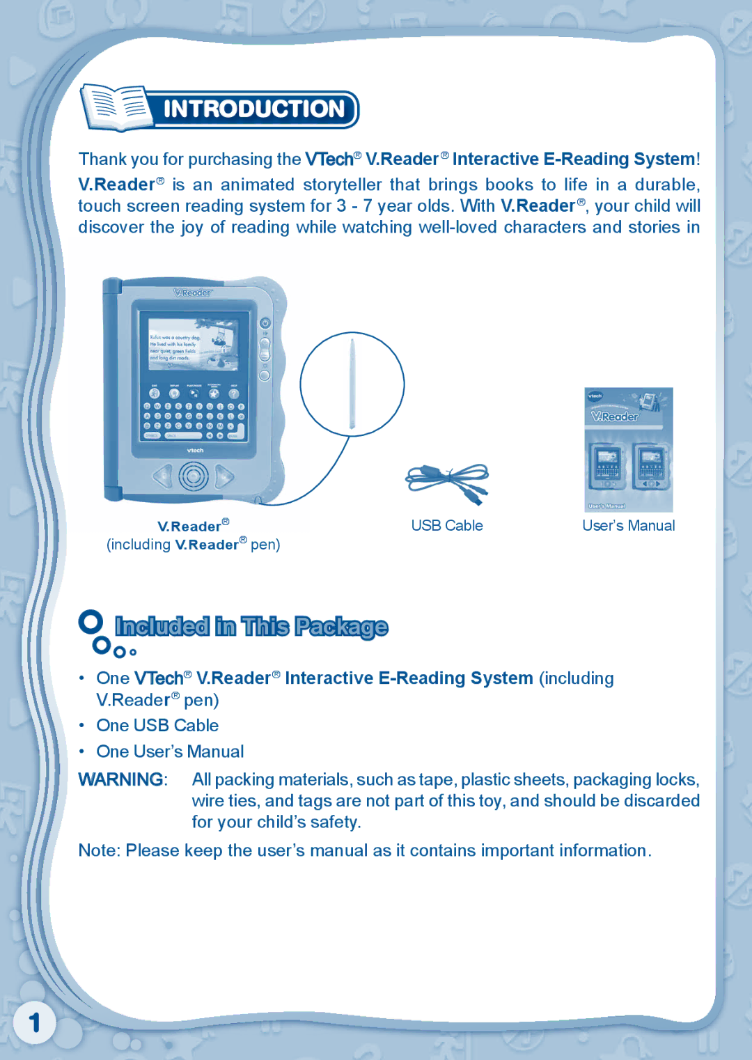 VTech 80-115610 user manual Introduction, Included in This Package 