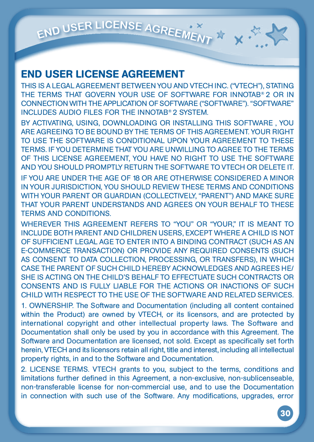 VTech 80-136850 user manual Eement, Ense, End User License Agreement 