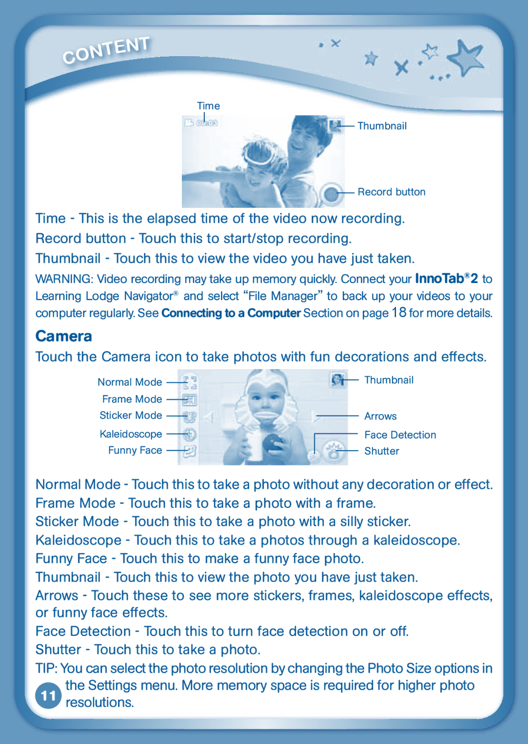 VTech 80-136850 user manual Camera 