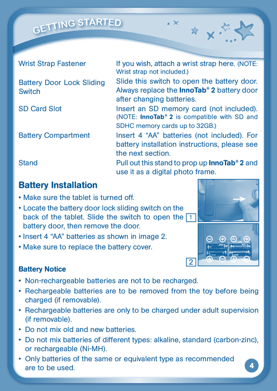 VTech 80-136850 user manual Art, Battery Installation 