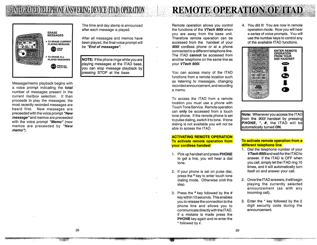 VTech 900I manual Followed by $, To activate remote operation from a different telephone line 