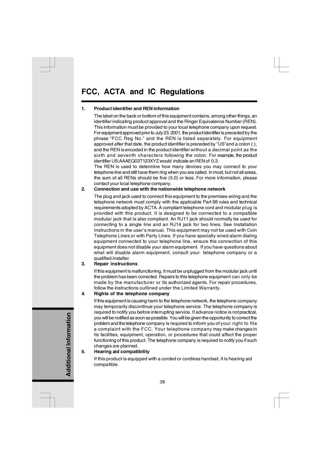 VTech 91-000173-040-000 Product identifier and REN information, Connection and use with the nationwide telephone network 