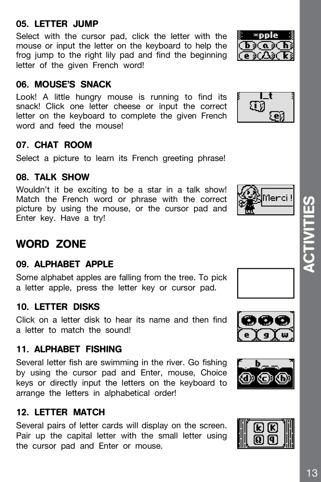 VTech 91-002136-014-000 user manual Word Zone 