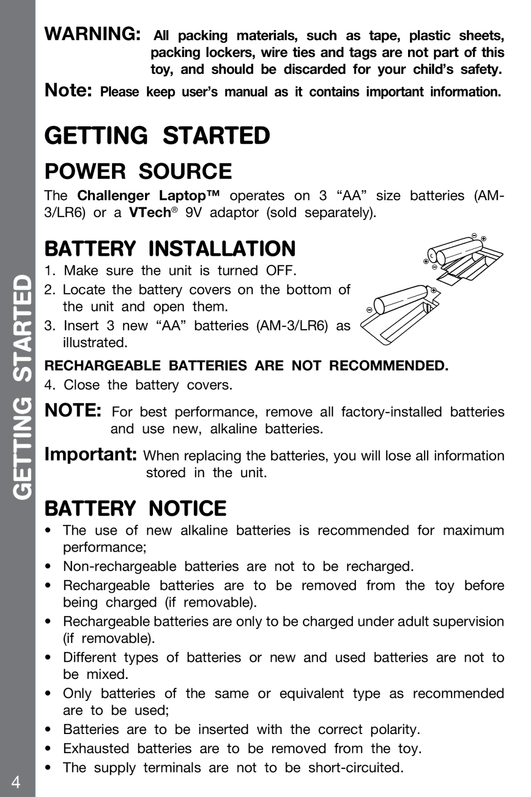 VTech 91-002136-014-000 user manual Getting Started 