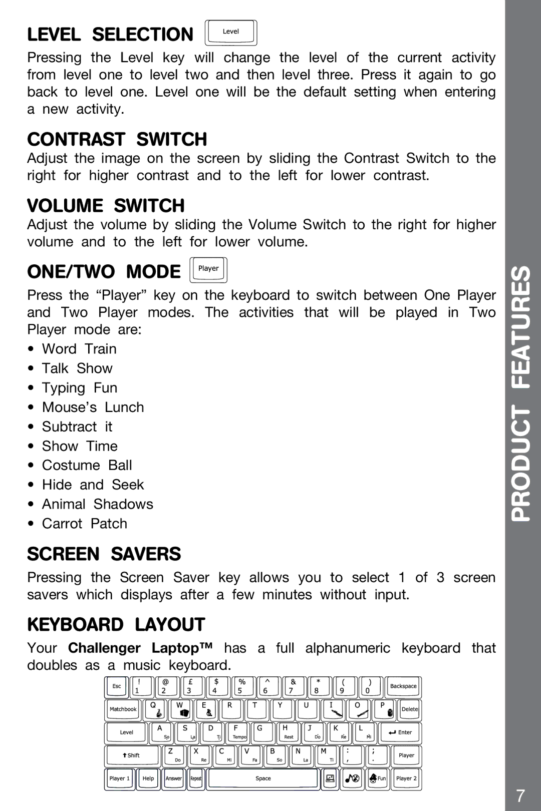 VTech 91-002136-014-000 user manual Product Features, Keyboard Layout 