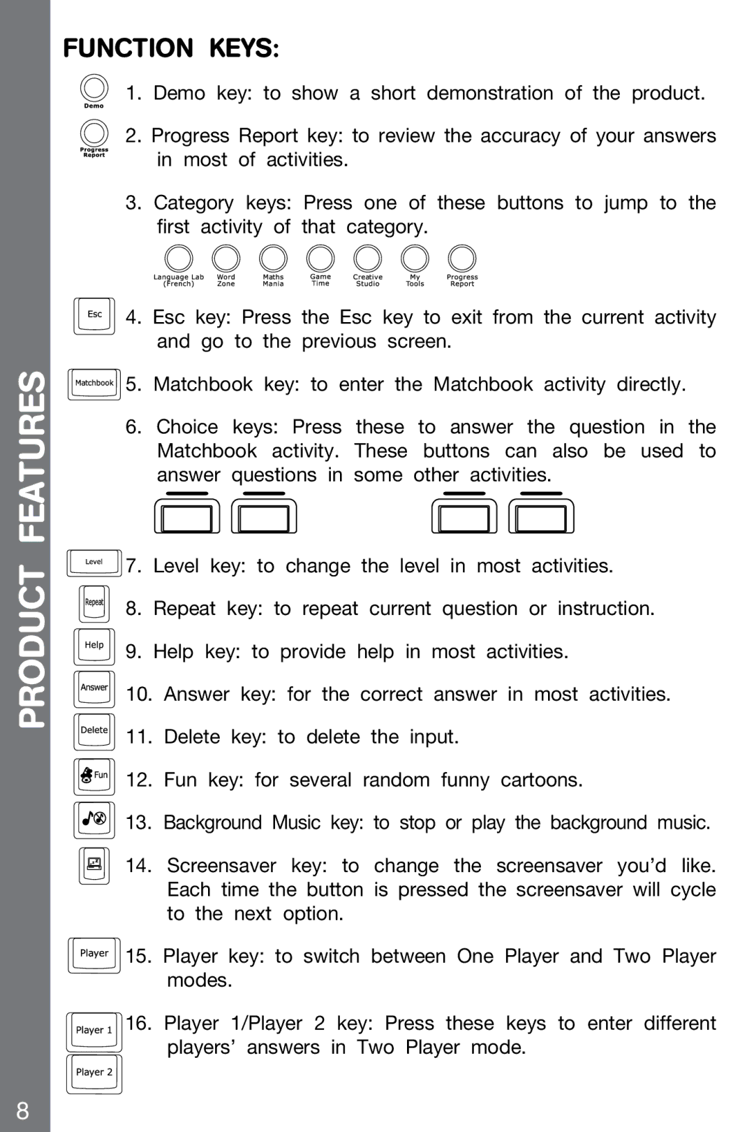 VTech 91-002136-014-000 user manual Function Keys 