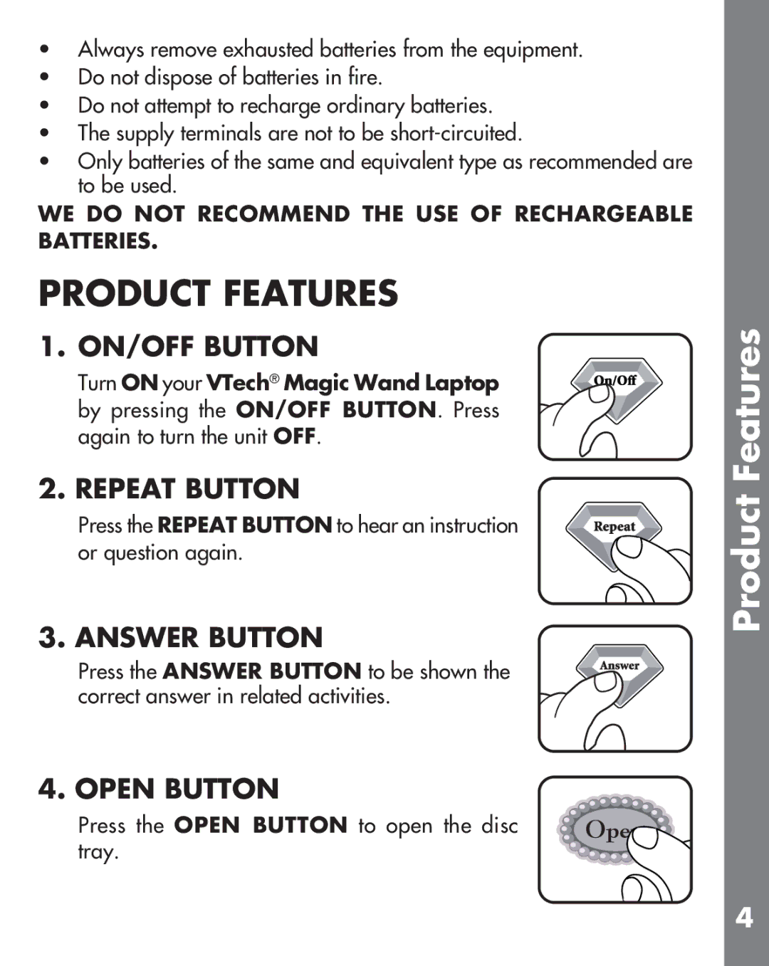 VTech 91-002364-001-000 user manual Product Features 