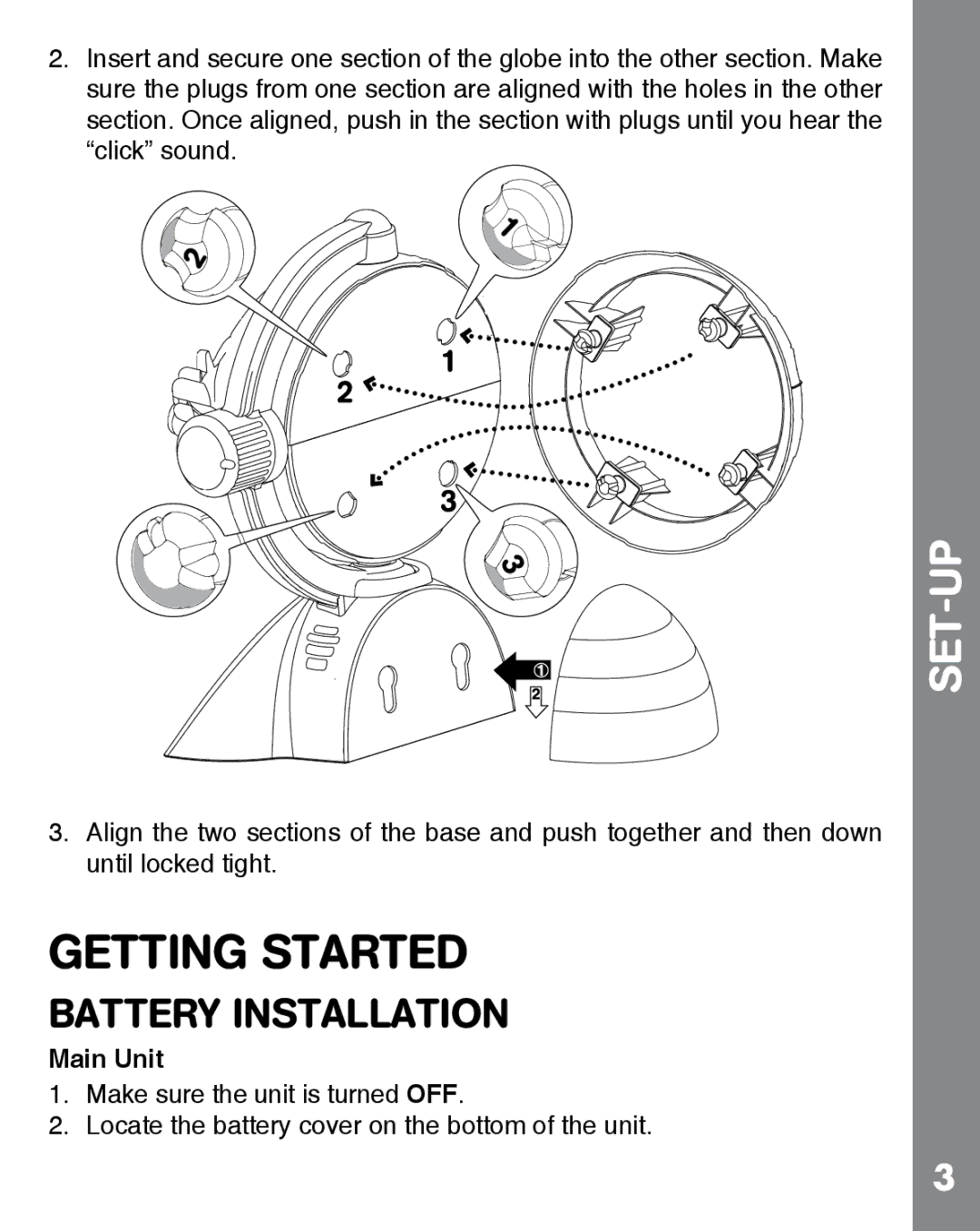 VTech 91-002393-000 user manual Getting Started, Battery Installation 