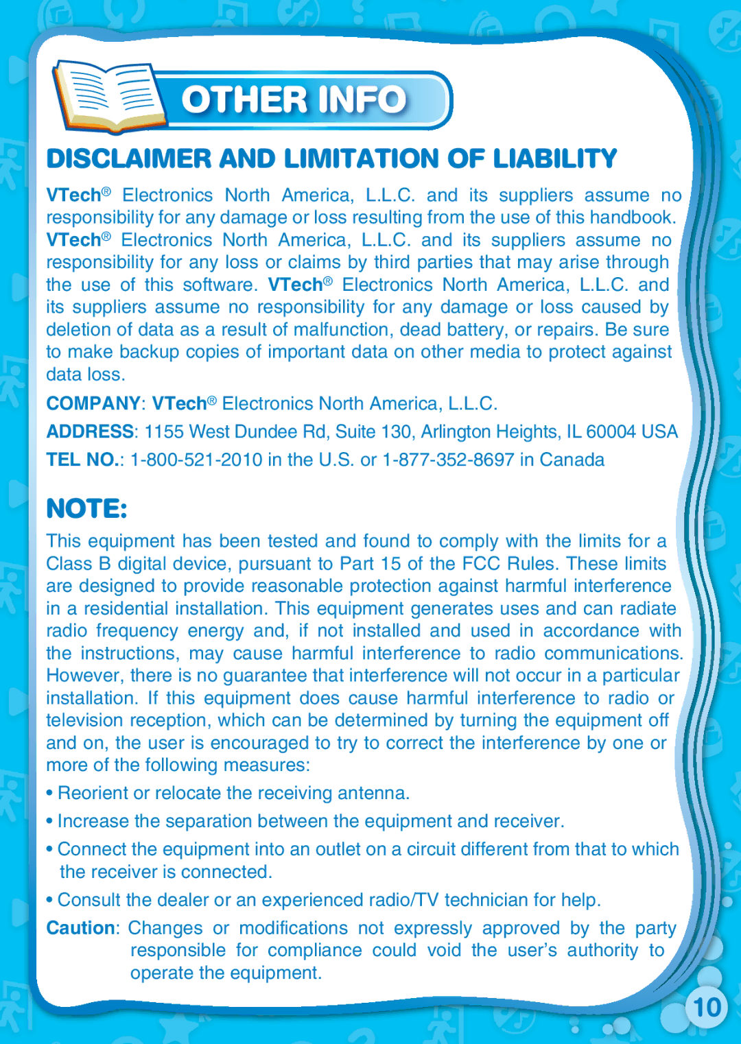 VTech 91-002462-052-000 user manual Other Info, Disclaimer and Limitation of Liability 