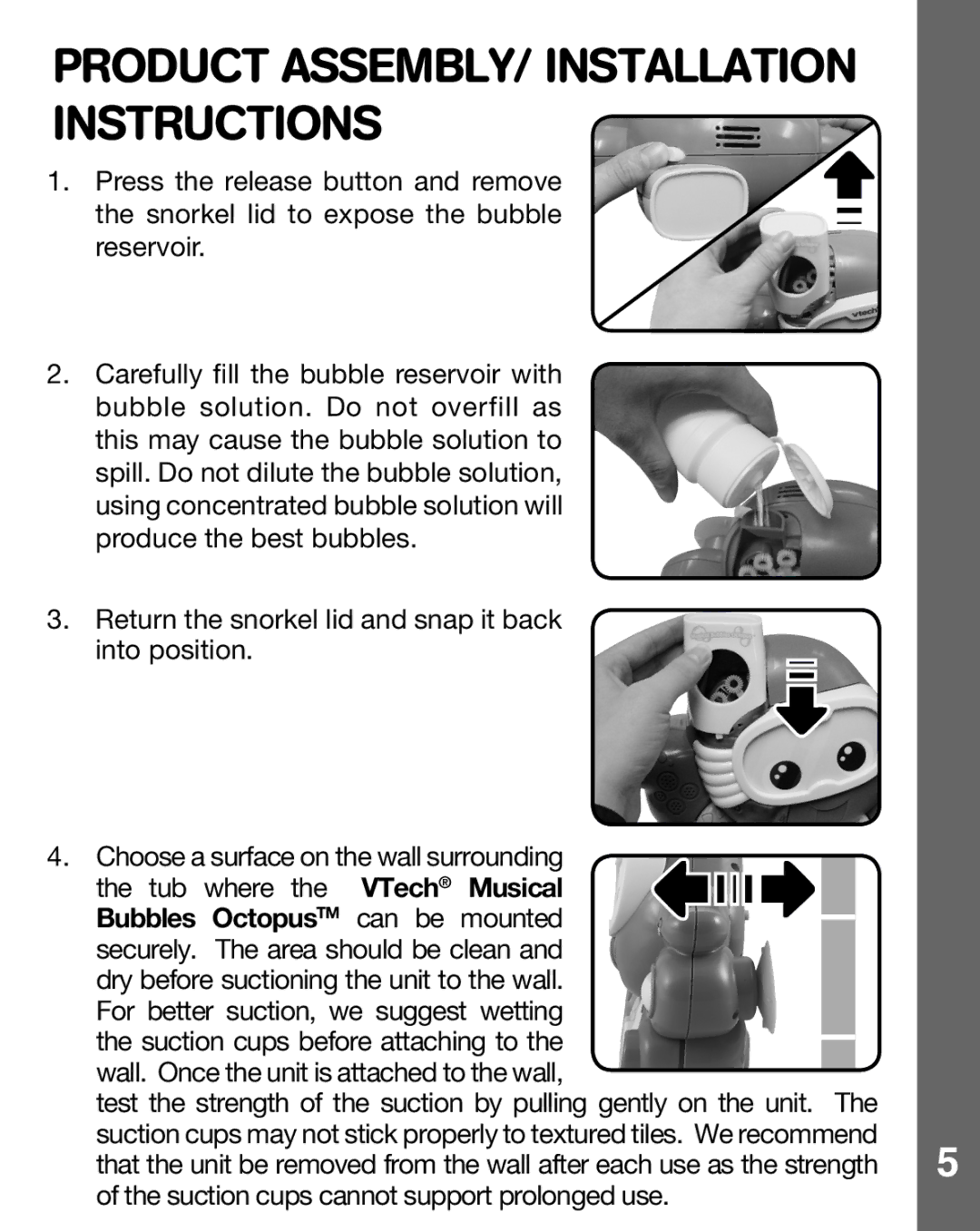 VTech 91-002470-007 user manual Product ASSEMBLY/ Installation Instructions, Product Assembly / Installation Instructions 