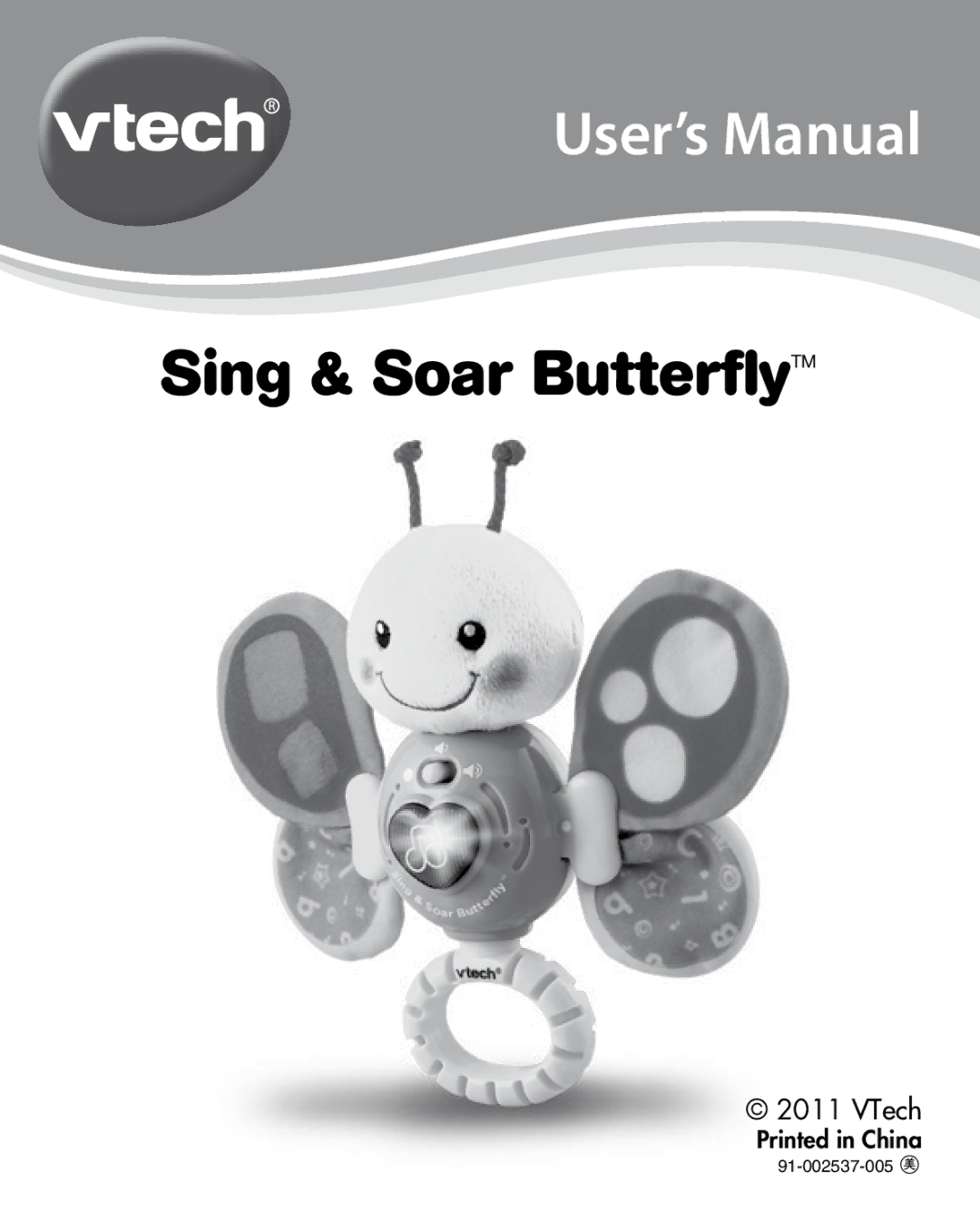 VTech 91-002537-005 user manual Sing & Soar ButterflyTM 