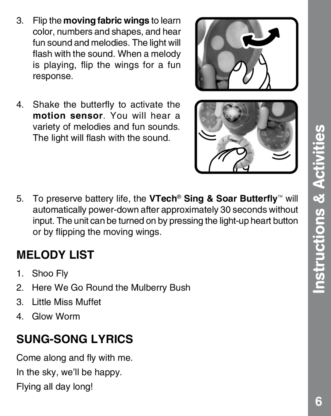 VTech 91-002537-005 user manual Melody List, SUNG-SONG Lyrics 