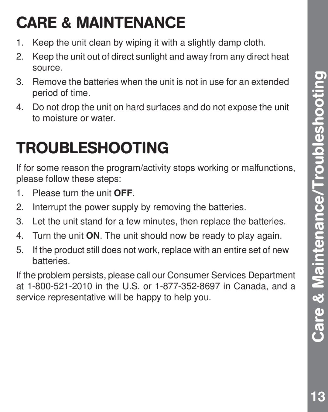 VTech 91-002584-000 user manual Care & Maintenance/Troubleshooting 