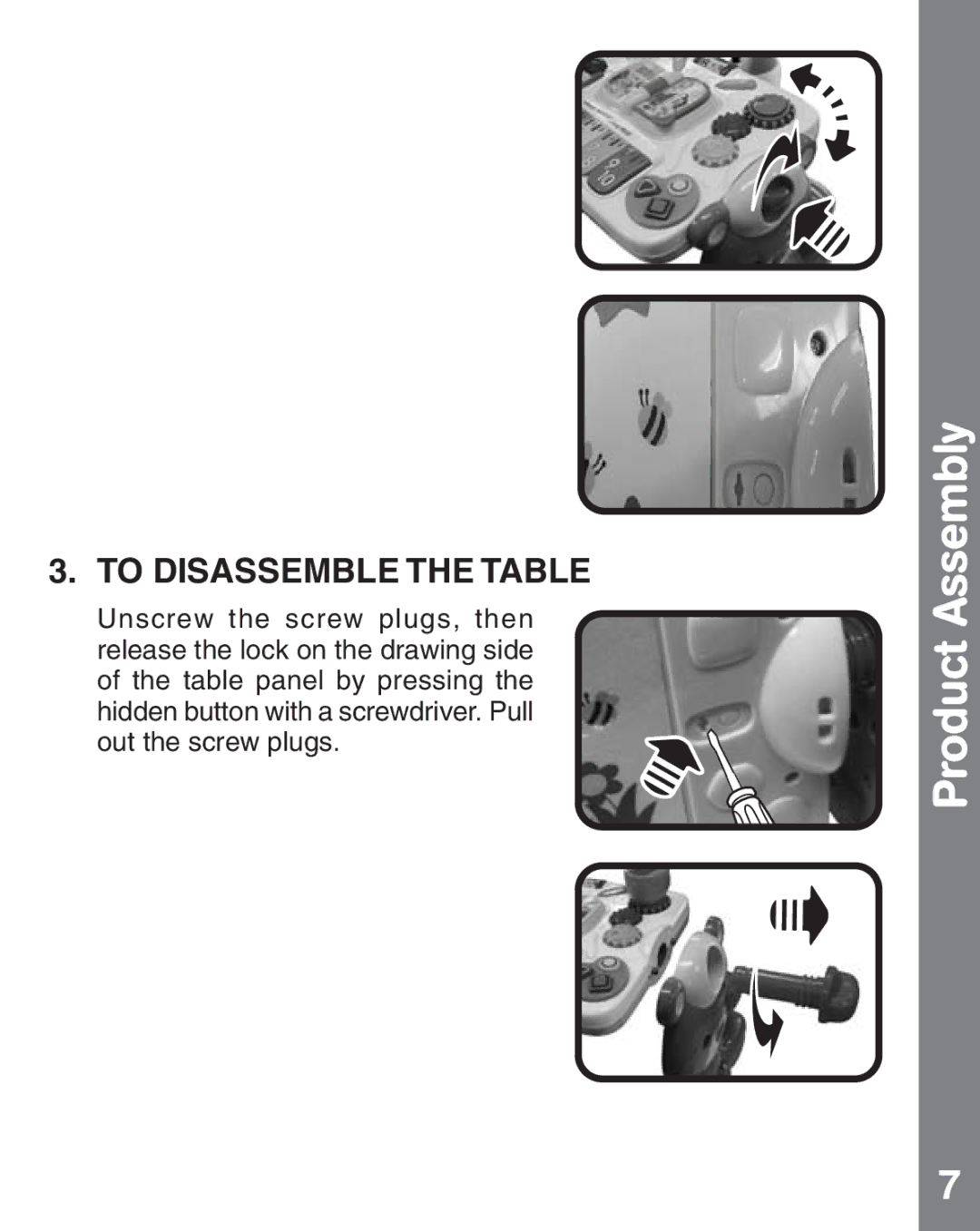 VTech 91-002584-000 user manual To disassemble the table 