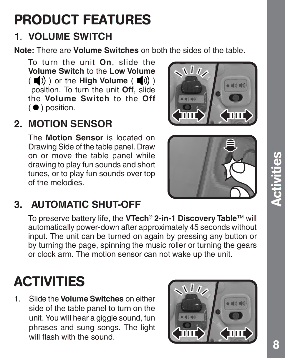 VTech 91-002584-000 user manual Product Features, Activities 