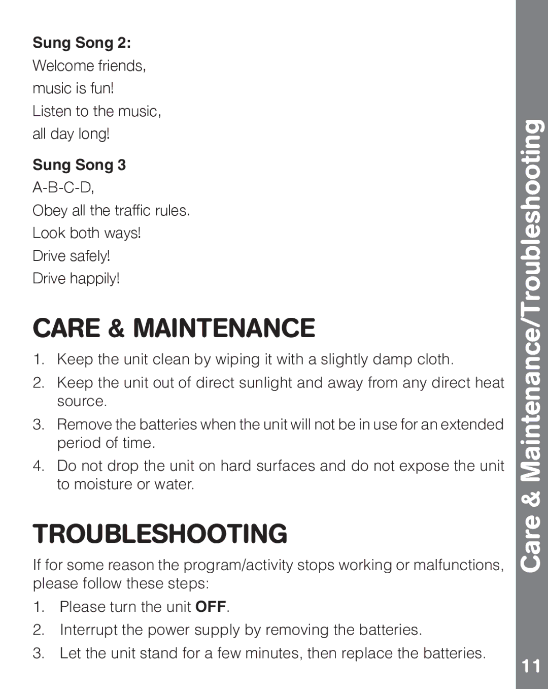 VTech 91-002594-000 user manual Care & Maintenance/Troubleshooting 