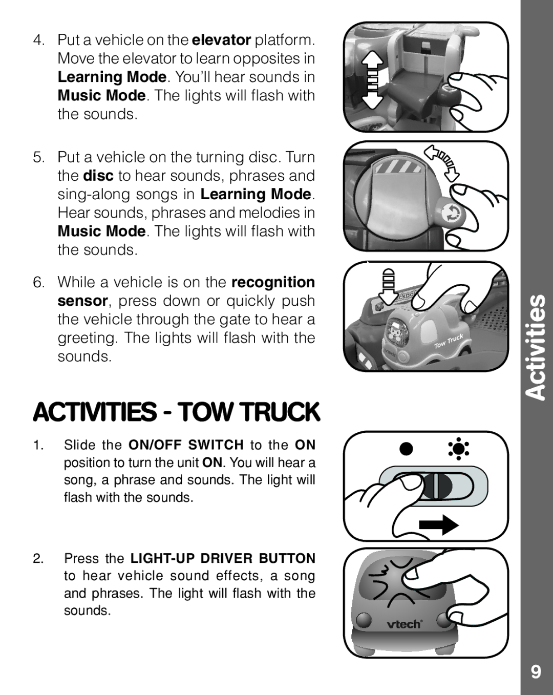 VTech 91-002594-000 user manual Activities TOW Truck 